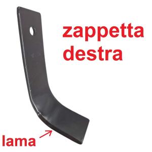 Zappetta ORIGINALE per fresa motocoltivatore RTT2 Eurosystems ZAPPETTA DESTRA stampata - misura 13,5cm piatto 35mm x 3,1mmmm - foro Ø 8,3mm coltello