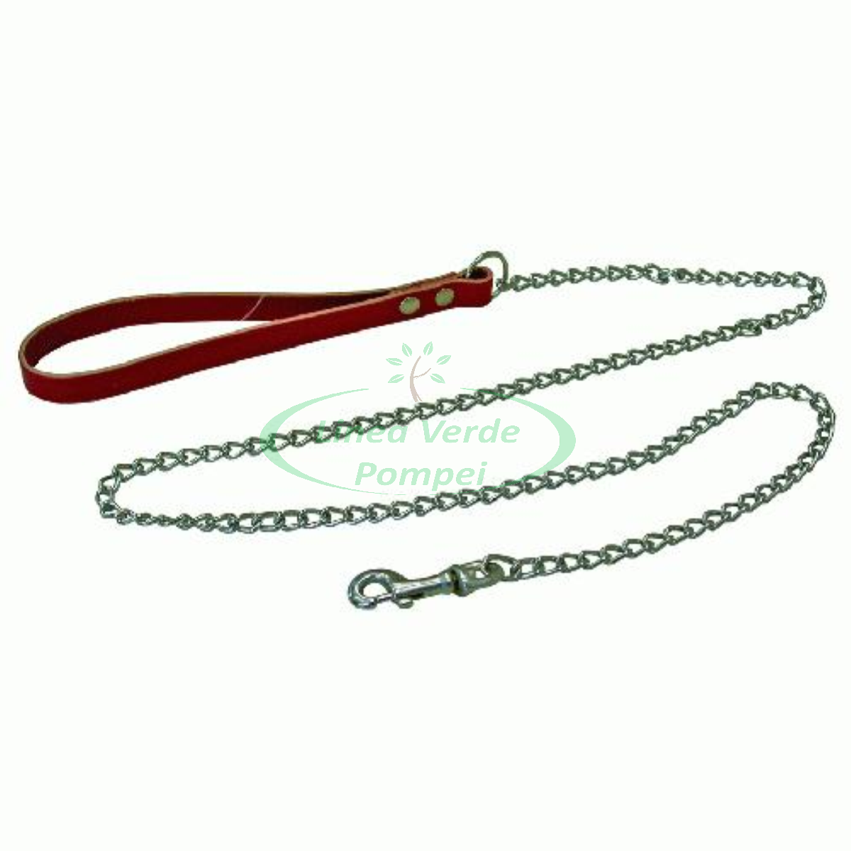 Linea Verde Pompei  Prodotto: 5354 - Guinzaglio per cane con impugnatura  in cuoio più catena in acciaio L. totale: 110cm - Keyman (Pet Store -  Articoli per Cani e Gatti);